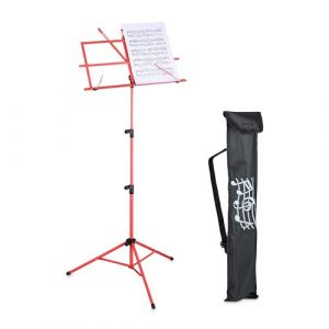 Relaxdays Pupitre de Musique, Pliable, métallique, pour Les guitaristes, HLP : 140 x 53 x 49 cm, Rouge
