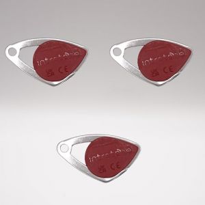 Lot de 3 badges électroniques Intratone Rouge - Badges Mifare en inox 08-0104 + 1 porte-clés Domobip