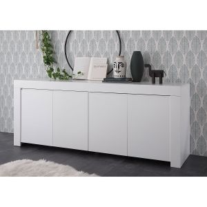 home24 Subleem - Buffet 4 portes en bois Giarre blanc opaque