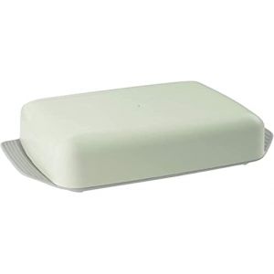 Fackelmann 33005 Beurrier avec couvercle, Plastique, Vert, Gris, 16 x 10 cm