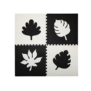 Puzzle en Mousse MoMi FELI en Mousse EVA, 4 pièces de 60 x 60 x 1 cm chacune, idéal comme Tapis Rampant (120 x 120 cm), Tapis de Jeu ou Jeu de Puzzle Noir