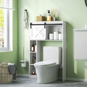 Etagère de salle de bain blanche 84 x 17 x 128 cm