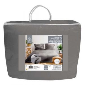 Parure de Lit 3 Pièces Douceur 240x220cm Gris