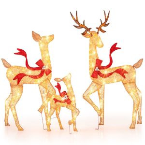 Coast Illuminated Christmas Reindeer Family Set - 186 cm Deer, 152 cm doe & 87 cm fawn - 440 Warm White LED Lights - Indoor & Outdoor - Warm White