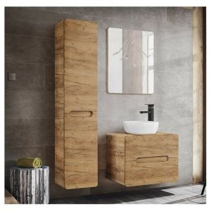 AC-D&eacute;co Ensemble meuble vasque &agrave; poser + Armoire murale + Miroir - 60 cm - Aruba Craft