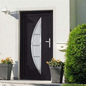 VidaXL Porte d'entrée anthracite 98x190 cm PVC, porte, porte en PVC,, porte d'entrée, porte d'entrée en PVC 3187880