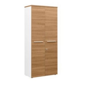 Image de GAUTIER OFFICE Armoire 2 portes - XERUS - Largeur 80 cm - 3 étagères - Finition Merisier