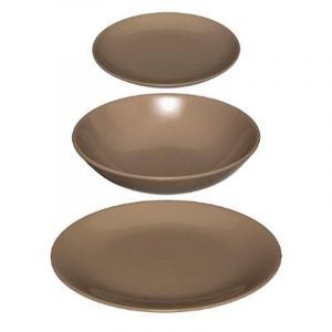 Conforama Service vaisselle en faïence 18 pièces COLORAMA coloris taupe