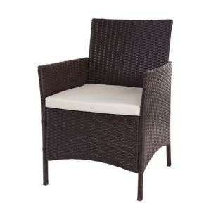 Image de 2x fauteuil de jardin Halden en polyrotin, fauteuil en osier marron chine, coussin creme