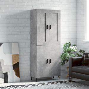 VidaXL Buffet Haut, Armoire de Rangement avec Pieds, Meuble de Rangement, Organisateur Salon Salle de S&eacute;jour, Gris B&eacute;ton Bois d'Ing&eacute;nierie