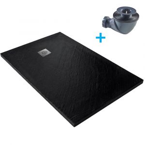 Receveur 120 x 80 cm HD en pierre naturelle 915 avec grille excentr&eacute;e