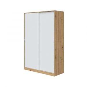 Armoire 2 portes effet bois beige, blanc 120x50 cm