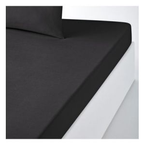 Drap housse en coton bonnet 25 cm Noir Couleur Noir Taille 140 x 200 cm