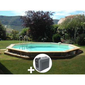 Ubbink Kit piscine bois Oc&eacute;a 5,80 x 1,30 m - Liner beige + Poolican