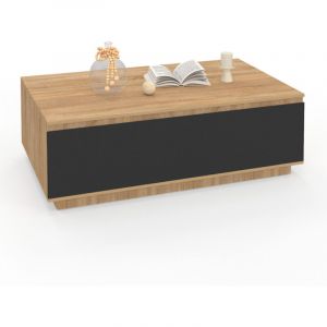 Idmarket Table basse TOMI 110 cm avec porte façon hêtre et noir