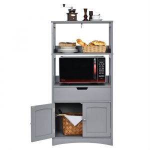 Costway - Meuble de Rangement avec Tiroir et Etag&egrave;re, Armoire de Salle de Bain avec 2 Compartiments Ouverts et Placard 2 Portes, pour Cuisine,