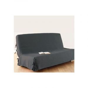 Atmosphera Housse de clic clac 140x200 cm gris fonc&eacute; 100% coton Gris