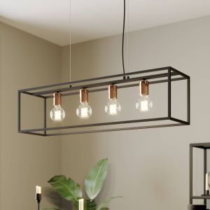 Image de Suspension Floki parallélépipède ouvert, 4 lampes