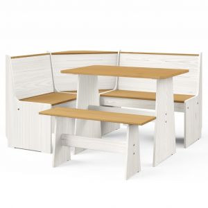 VidaXL Salon de jardin 3 pcs Marron miel et Blanc Bois de pin massif