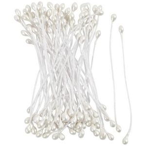 Pistils &Eacute;tamines de fleurs Blanc nacr&eacute; 6,4 x 0,2 mm 100 pcs