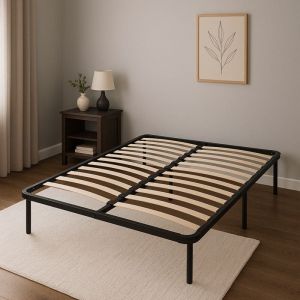 JULIE - Solide et Confortable Sommier Cadre a lattes + Pieds 140x200 x 29 cm en Metal - Montage Rapide et Facile - epaisseur du Metal +/- 1,2 mm 2 x