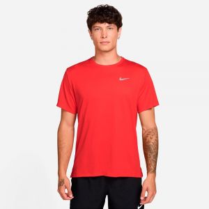 Nike Miler Tee Maillot de course Hommes-rouge clair, argent, Taille XXL