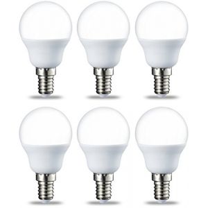 Image de Amazon Basics Petite ampoule LED E14 P45 type globe, avec culot à vis, 5.5W (équivalent ampoule incandescente de 40W), blanc chaud - Lot de 6