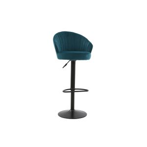 Miliboo Tabouret de bar design velours bleu pétrole IZAAC