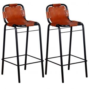 VidaXL Tabourets de bar 2 pcs Cuir v?ritable
