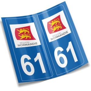 2 autocollants stickers plaque immatriculation voiture départements France