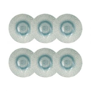 Novastyl Lot de 6 coupelles en porcelaine blanche et bleue 15cm