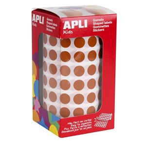 APLI 11481 - 5192 gommettes rondes, diam. 10,5 mm, en rouleau, coloris marron