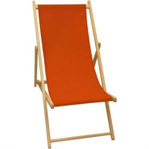 Jardin prive Transat Chilienne en bois coloris paprika Tissu traité déperlant Rouge