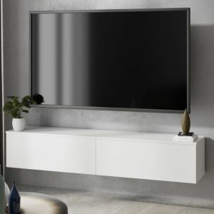Meuble TV Nicole 160, style scandinave, suspendu, Armoire TV