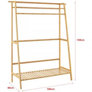 Portant &agrave; v&ecirc;tements 139 x 100 x 40 cm bambou 03_0008132