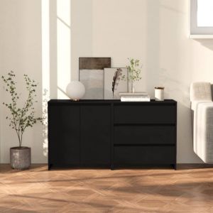 Image de VidaXL Buffets 2 pcs Noir Bois d'ingénierie