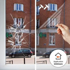 Film anti effraction incolore pour choc depuis l'extérieur - 210 microns