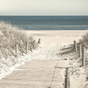 Image de Tableau sur verre synt tique descente vers la plage 90x90 cm