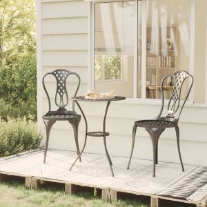 VidaXL Ensemble de bistro 3 pcs Aluminium coulé Noir - Noir