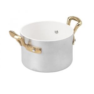 Tom press Agnelli Collection 1932 casseruolino Haute &agrave; Servir en Aluminium avec 2 poign&eacute;es en Laiton, diam&egrave;tre : 100 mm Cod. alsa104 W10