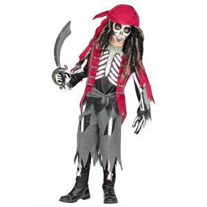 Widmann Costume de pirate squelette - Taille 116 cm - Pour enfant - Noir et rouge - Effrayant