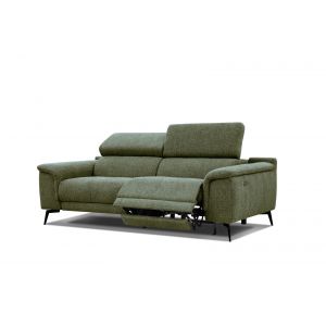 Canapé droit 3 places XXL avec relax électrique côté droit tissu vert - FIERO
