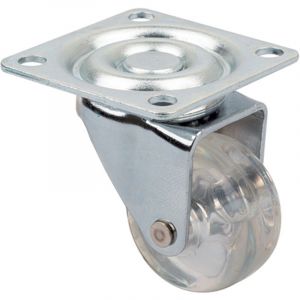 Roulette de meuble TOP-E o35mm transparent fonc&eacute; sans frein