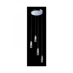 Firstlight Suspension 4 ampoules LED Focus, chrome et acrylique