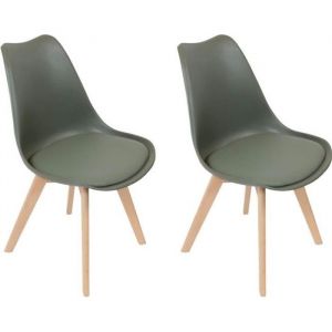 Medaline - Lot de 2 Chaises Scandinaves Kaki - Vert
