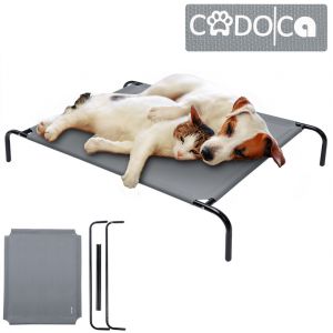 Deuba Cadoca - Lit sur&eacute;lev&eacute; sur Pieds pour Animaux domestiques &bull; Gris &bull; Max. 60kg &bull; Acier &bull; Taille XL 120x80x20cm - Chiens Chats Animal canap&eacute; Fauteuil Panier