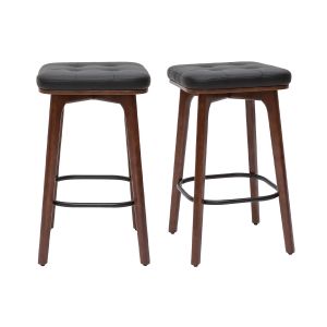 Miliboo Tabourets de bar vintage noirs et bois foncé 65 cm (lot de 2) GRAMMA