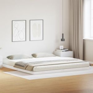 VidaXL Structure de lit au sol Blanche 200x220 cm en bois massif de pin