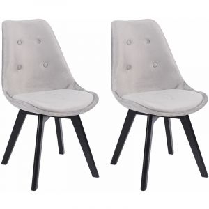 Image de Happy Garden Lot de 4 chaises en velours gris et bois de hêtre noir