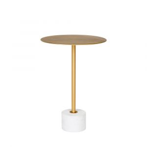 Table D'appoint En Effet Laiton Et Marbre D41cm Laiton